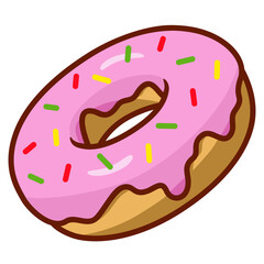 donut with strawberry cream cartoon illustration