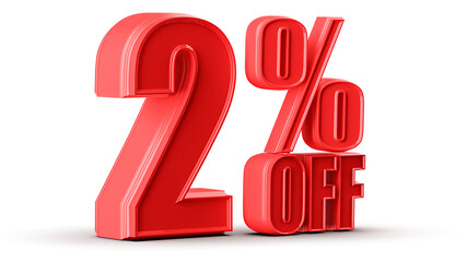 2 Percent Off Sale Red Number Promotion