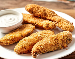 Crispy Fried Chicken Tenders with Savory BBQ Sauce