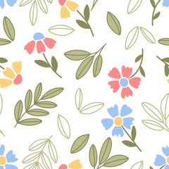 Flower seamless pattern design with beautiful flower and leaves. Flower art. floral and leaf pattern design for fabric, cotton, wallpaper, satin, gift wrap, carpet, background.	