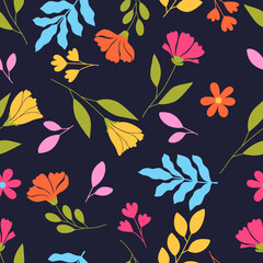 Flower seamless pattern design with beautiful flower and leaves. Flower art. floral and leaf pattern design for fabric, cotton, wallpaper, satin, gift wrap, carpet, background.	