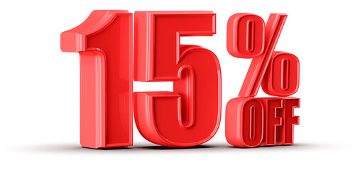 15 Percent Off Sale Red Number Promotion