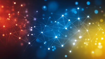 Fototapeta premium Colorful abstract network with glowing nodes