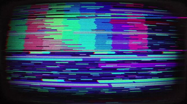 Glitch noise static television VFX. Visual video effects stripes background, tv screen noise glitch effect. Video background, transition effect for video editing, intro and logo reveals with sound