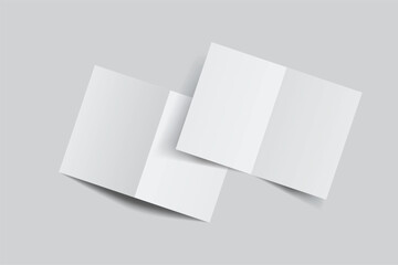 Open Leaflet, bi fold mockup template .Blank paper, thank you card, notecards, note paper, greeting card, wedding invitation, postcard, brochure or any creative work for presentation of your design
