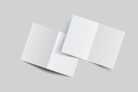 Open Leaflet, bi fold mockup template .Blank paper, thank you card, notecards, note paper, greeting card, wedding invitation, postcard, brochure or any creative work for presentation of your design
