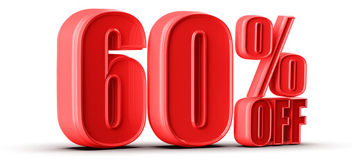 60 Percent Off Sale Red Number Promotion