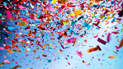 Obraz premium Colorful Confetti Falling on a White Background