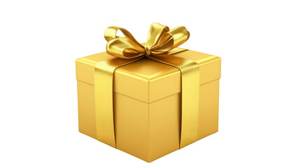 Fototapeta premium a shiny golden gift box adorned with a ribbon and bow symbolizing celebration and surprise ideal for occasions like birthdays holidays and special events