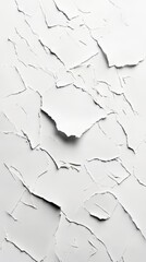 Obraz premium Abstract textural artwork with a monochromatic palette of white, featuring rough, angular, and layered forms.