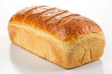 Golden Crust Loaf of Bread, Isolated on Clean White Surface, Generative AI Creation