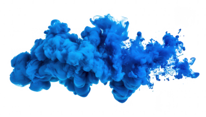 vibrant blue smoke cloud showcasing fluid motion and color dynamics against a white background ideal for creative projects backgrounds or artistic expressions
