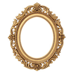 Vintage oval round photo frame isolated on transparent background. Png