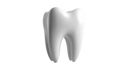 a stylized white tooth model stands against a light textured background symbolizing dental health and hygiene
