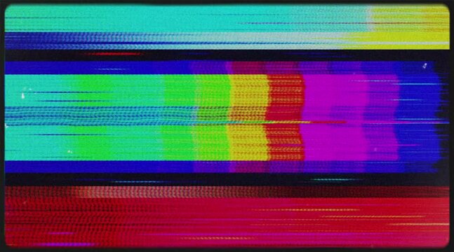 Glitch noise static television VFX. Visual video effects stripes background, tv screen noise glitch effect. Video background, transition effect for video editing, intro and logo reveals with sound