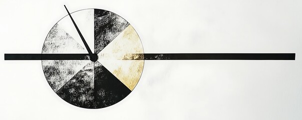 Geometric minimalist drawing a clock face, symbolizing time in a simplistic form