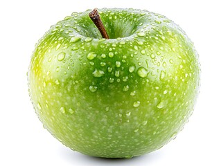 Juicy Green Apple with Water Drops.