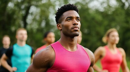 People exercising in public places a group of friends doing boot camp workout outdoors