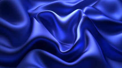 Fototapeta premium Smooth blue satin fabric with elegant folds