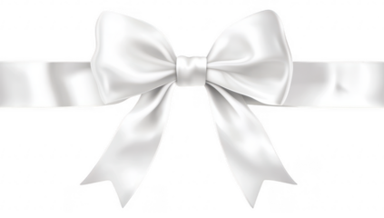 a beautifully crafted white satin bow elegantly tied sits centered against a plain background symbolizing celebration gift-giving or decoration its smooth texture and sheen enhance its visual appeal