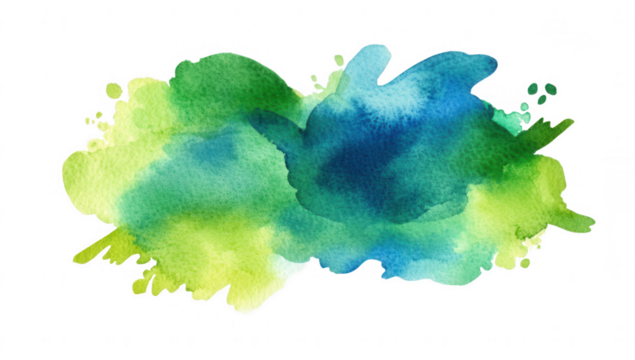 a vibrant watercolor splash featuring a blend of green and blue hues ideal for backgrounds or artistic designs