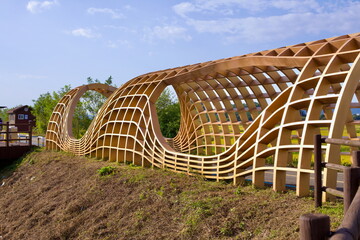Wooden Architectural Structure on Yeongsan River Bike Path