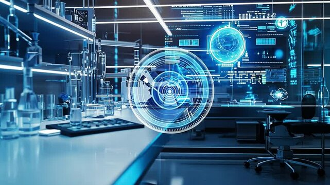 Precision & Innovation: High-tech laboratory showcasing cutting-edge equipment and advanced technology, emphasizing scientific progress and research