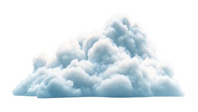 a fluffy light blue cloud formation against a white background evoking a sense of calm and tranquility ideal for backgrounds or illustrations related to nature or weather - Powered by Adobe