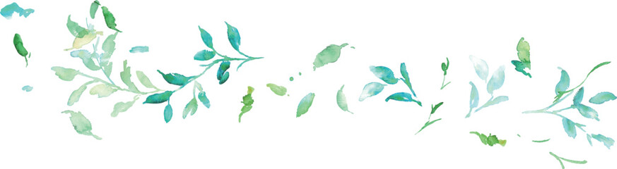 水彩画。水彩タッチの草木ベクターイラスト。葉っぱの水彩イラスト。植物ベクターフレーム。自然エコ。Watercolor painting. Watercolor touch grass vector illustration. Watercolor illustration of leaves. Plant vector frame. Nature ecology.