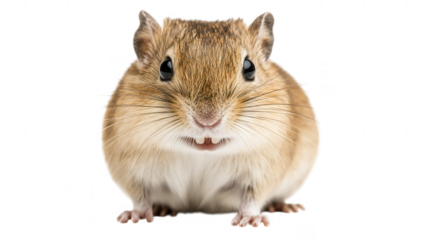 small rodent with prominent front teeth showcasing its detailed fur and expressive features against a plain white background