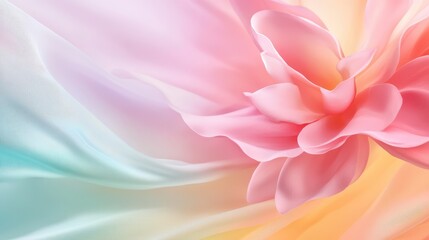 Fototapeta premium Vibrant pink flower blossom on a colorful blue and yellow backdrop closeup nature photography