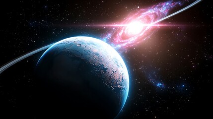Alien Planet with Galaxy, Space, and Cosmic.