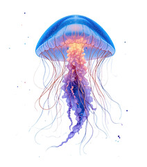 Ethereal Glow: Bioluminescent Jellyfish in Watercolor Elegance
