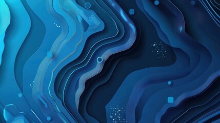 Futuristic technology-inspired paper cut design featuring layered circuit boards and dynamic blue gradients