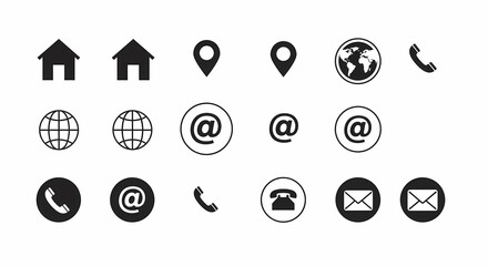 Vector Home Location Email Icons Set