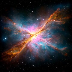Cosmic Nebula with Stellar Collision.