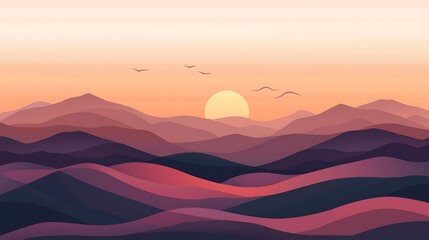 Landscape horizon with minimalist sunset colors, ideal for tranquil living spaces