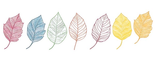 Leaf outlines with autumn colors, great for seasonal decor or Thanksgiving themes