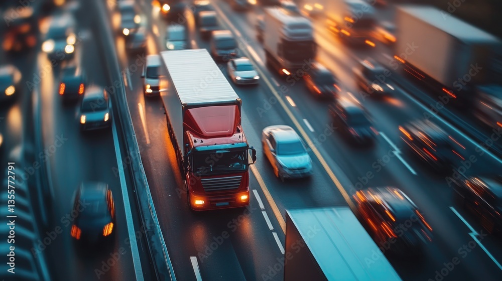 Aufkleber traffic under a digital network overlay, demonstrating the efficiency of a modern fleet management s