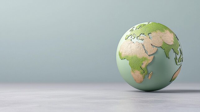 Textured Green Globe on Neutral Background