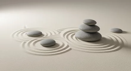 Photo sur Plexiglas Zen Garden Sand Stones Arrangement Peaceful Meditation Scene