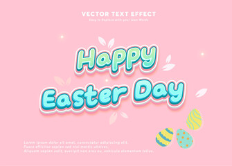 Editable text effect Happy Easter Day 3d cartoon template style premium vector.Free vector text effect editable modern lettering typography font style	