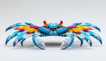 Obraz premium Colorful Crab Sculpture with White Background.