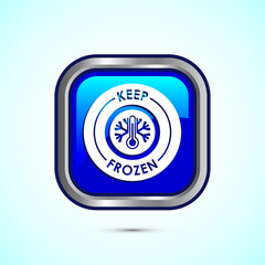 Keep frozen icon design illustration, Frozen product badge label sign, Blue color square button design