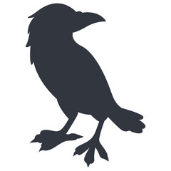 Silhouette of Halloween Raven. Vector Illustration Isolated on White Background.