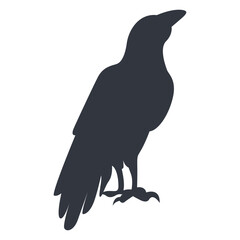 Silhouette of Halloween Raven. Vector Illustration Isolated on White Background.