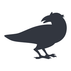 Silhouette of Halloween Raven. Vector Illustration Isolated on White Background.