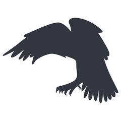 Silhouette of Halloween Raven. Vector Illustration Isolated on White Background.