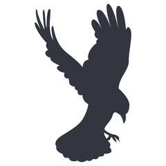 Silhouette of Halloween Raven. Vector Illustration Isolated on White Background.