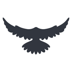 Silhouette of Halloween Raven. Vector Illustration Isolated on White Background.